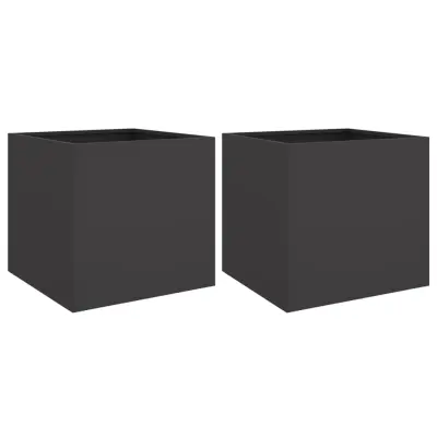 vidaXL Cvetlično korito 2 kosa črno 49x47x46 cm jeklo