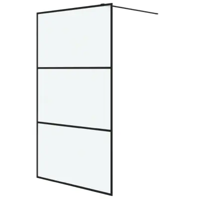 vidaXL Pregrada za tuš črna 115x195 cm motno ESG steklo