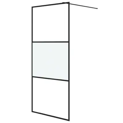 vidaXL Pregrada za tuš črna 90x195 cm delno motno ESG steklo