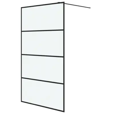 vidaXL Pregrada za tuš črna 115x195 cm motno ESG steklo