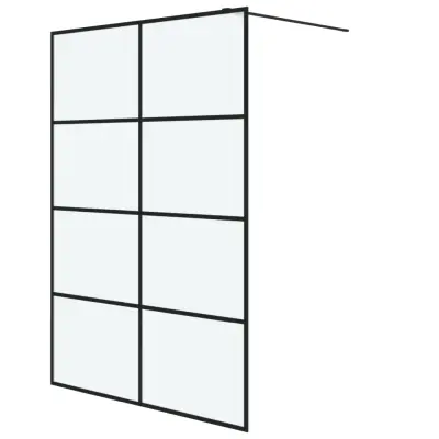 vidaXL Pregrada za tuš črna 140x195 cm motno ESG steklo
