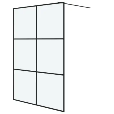 vidaXL Pregrada za tuš črna 140x195 cm motno ESG steklo