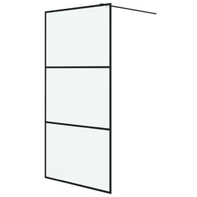 vidaXL Pregrada za tuš črna 100x195 cm motno ESG steklo