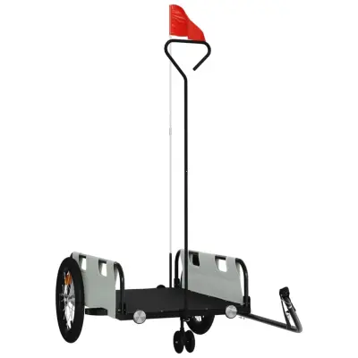 vidaXL Kolesarska prikolica siva oxford tkanina in železo