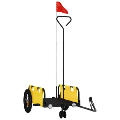 vidaXL Kolesarska prikolica rumena oxford tkanina in železo