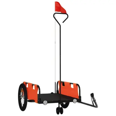 vidaXL Kolesarska prikolica oranžna oxford tkanina in železo