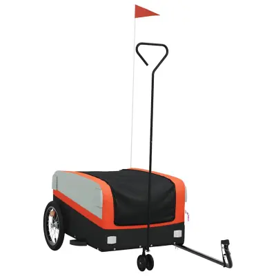 vidaXL Kolesarska prikolica črna in oranžna 45 kg železo
