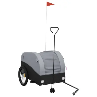 vidaXL Kolesarska prikolica črna in siva 45 kg železo