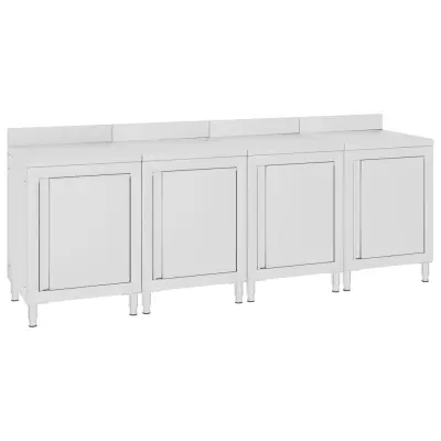 vidaXL Komercialna delovna miza z omarico 240x60x96 cm nerjaveče jeklo