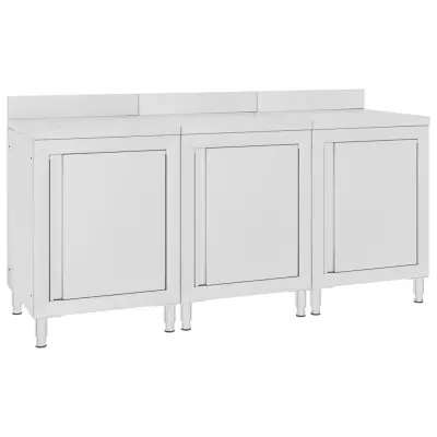 vidaXL Komercialna delovna miza z omarico 180x60x96 cm nerjaveče jeklo