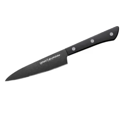 Samura Shadow Univerzalni nož s črno prevleko proti prijemanju 120 mm iz japonskega jekla AUS 8 59 HRC