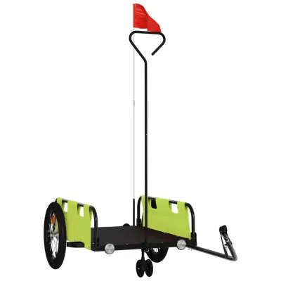 vidaXL Kolesarska prikolica zelena oxford tkanina in železo