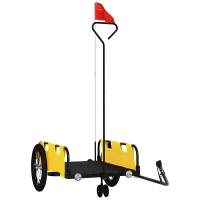 vidaXL Kolesarska prikolica rumena oxford tkanina in železo