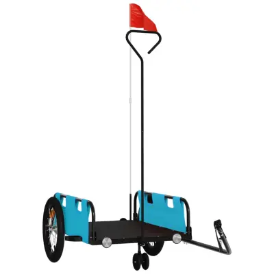 vidaXL Kolesarska prikolica modra oxford tkanina in železo