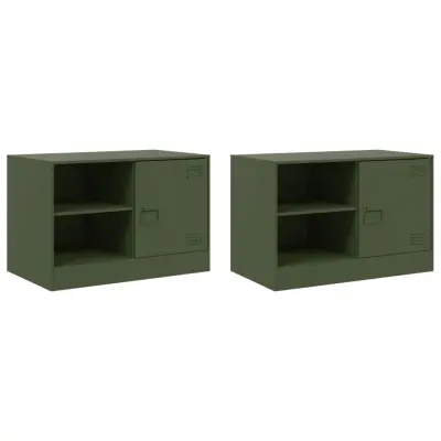 vidaXL TV omarica 2 kosa olivno zelena 67x39x44 cm jeklo