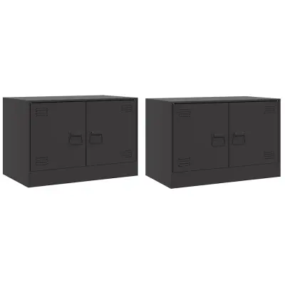 vidaXL TV omarica 2 kosa črna 67x39x44 cm jeklo