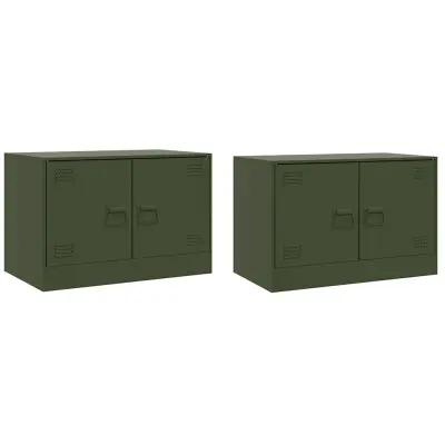 vidaXL TV omarica 2 kosa olivno zelena 67x39x44 cm jeklo