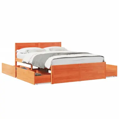 vidaXL Posteljni okvir brez vzmetnice voščeno rjav 140x190 cm borovina