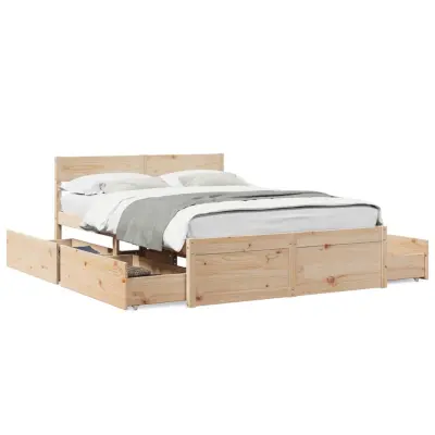 vidaXL Posteljni okvir brez vzmetnice 140x190 cm trdna borovina