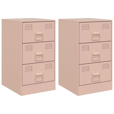 vidaXL Nočna omarica 2 kosa roza 34,5x39x62 cm jeklo