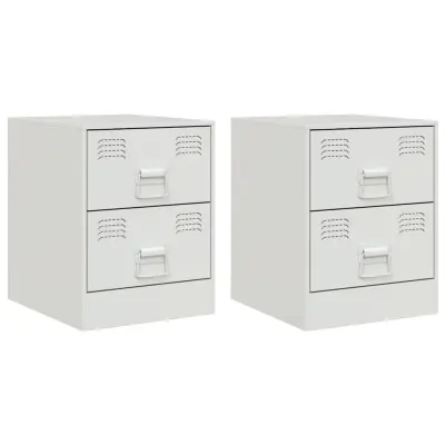 vidaXL Nočna omarica 2 kosa bela 34,5x39x44 cm jeklo