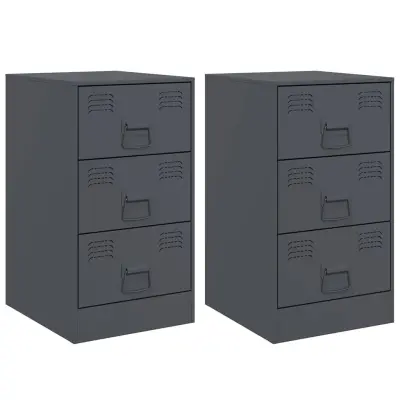 vidaXL Nočna omarica 2 kosa antracit 34,5x39x62 cm jeklo