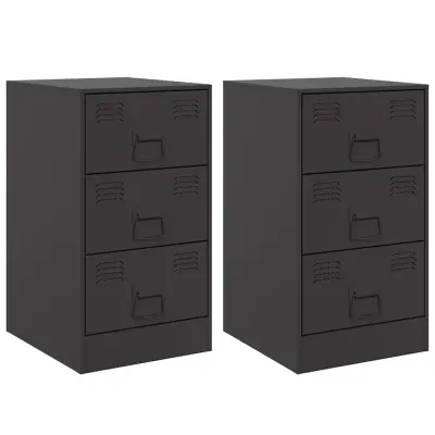 vidaXL Nočna omarica 2 kosa črna 34,5x39x62 cm jeklo