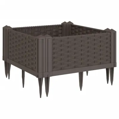 vidaXL Cvetlično korito z zatiči rjavo 42,5x42,5x28,5 cm PP