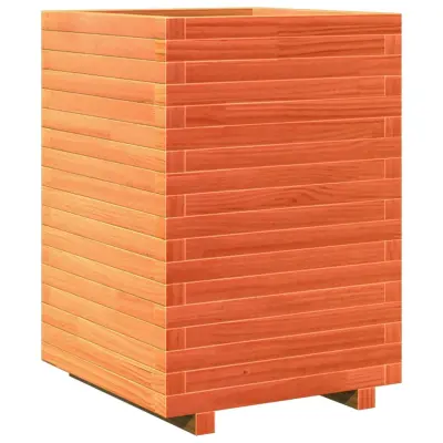 vidaXL Vrtno cvetlično korito voščeno rjavo 50x50x72 cm trdna borovina