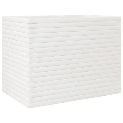 vidaXL Vrtno cvetlično korito belo 90x60x68,5 cm trdna borovina