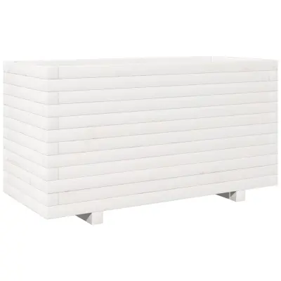 vidaXL Vrtno cvetlično korito belo 90x40x49,5 cm trdna borovina