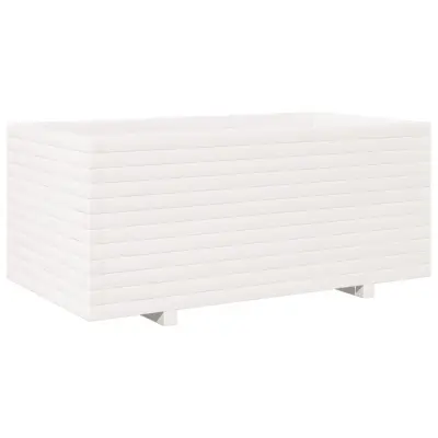 vidaXL Vrtno cvetlično korito belo 110x60x49,5 cm trdna borovina