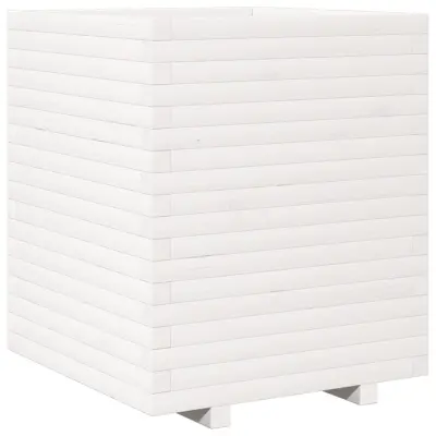vidaXL Vrtno cvetlično korito belo 60x60x72 cm trdna borovina