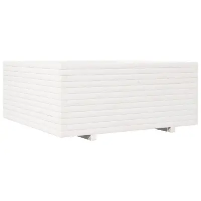 vidaXL Vrtno cvetlično korito belo 110x110x49,5 cm trdna borovina