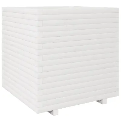 vidaXL Vrtno cvetlično korito belo 70x70x72,5 cm trdna borovina