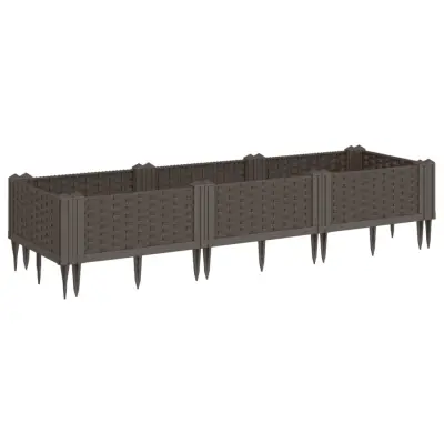 vidaXL Cvetlično korito z zatiči rjavo 125x40x28,5 cm PP