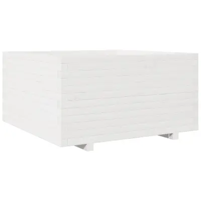 vidaXL Vrtno cvetlično korito belo 90x90x49,5 cm trdna borovina