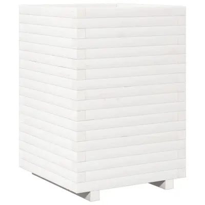 vidaXL Vrtno cvetlično korito belo 50x50x72 cm trdna borovina