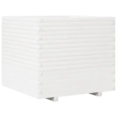 vidaXL Vrtno cvetlično korito belo 80x80x72 cm trdna borovina
