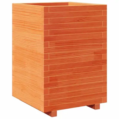 vidaXL Vrtno cvetlično korito voščeno 50x50x72,5 cm trdna borovina