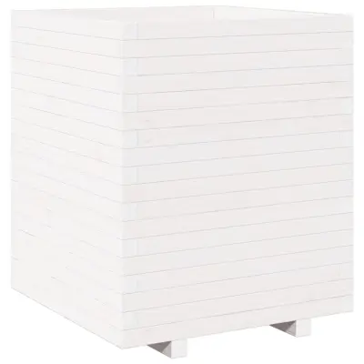 vidaXL Vrtno cvetlično korito belo 60x60x72,5 cm trdna borovina