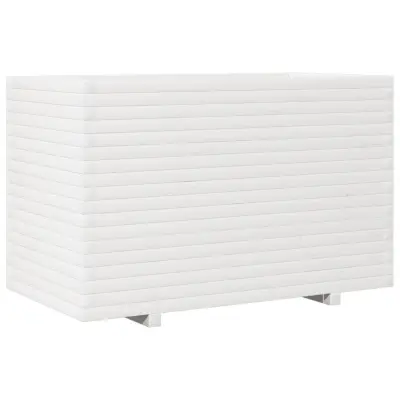 vidaXL Vrtno cvetlično korito belo 110x60x72 cm trdna borovina