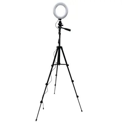 Elight GR1 stojalo 1 m za katero koli kamero 1/4 pritrditev na oprijem + 5W LED 16 cm obroč + pritrditev za telefon + torbica črna