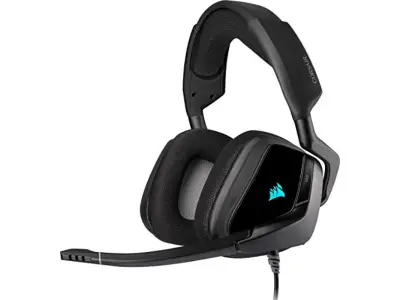 Corsair void Elite RGB USB igralne slušalke (7,1 prostorski zvok, optimiziran mikrofon omnidisnosti, prilagodljiva RGB razsvetljava, mikrofibre mrežas