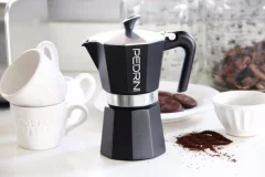 Črna kafetiera PEDRINI, 6 skodelic