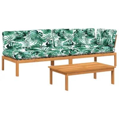 vidaXL Vrtna garnitura iz palet 3-delna z blazinami trden akacijev les