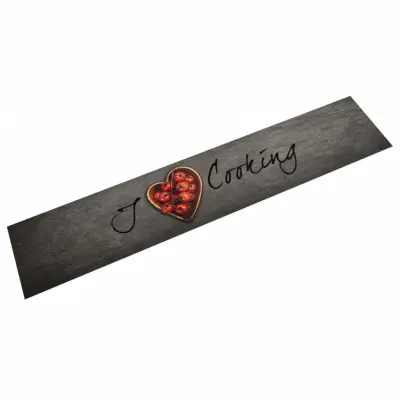 vidaXL Kuhinjska preproga pralna napis Cooking 60x300 cm žamet