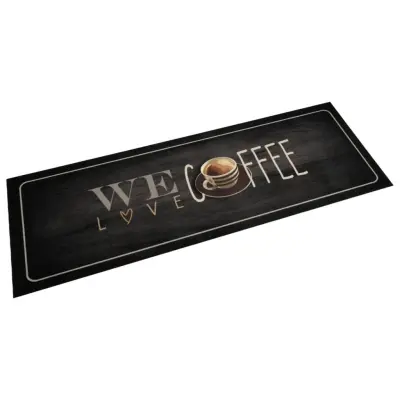 vidaXL Kuhinjska preproga pralna napis coffee 60x180 cm žamet