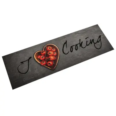 vidaXL Kuhinjska preproga pralna napis Cooking 45x150 cm žamet
