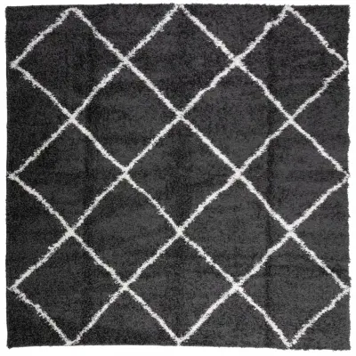 vidaXL Košata preproga PAMPLONA moderna črna in krem 120x120 cm